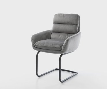 DELIFE Sledemodel Abelia-Flex met armleuning fluweel grijs sledemodel rond zwart