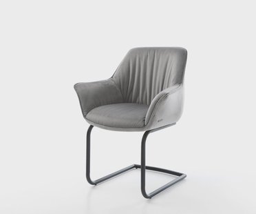 DELIFE Sledemodel Keila-Flex met armleuning fluweel grijs sledemodel rond zwart