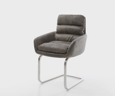 DELIFE Sledemodel Abelia-Flex met armleuning microvelours grijs antiek sledemodel vlak roestvrij staal