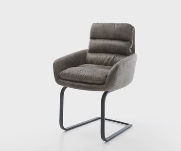 DELIFE Sledemodel Abelia-Flex met armleuning microvelours grijs antiek sledemodel vlak zwart