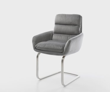 DELIFE Sledemodel Abelia-Flex met armleuning fluweel grijs sledemodel vlak roestvrij staal