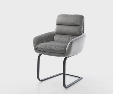 DELIFE Sledemodel Abelia-Flex met armleuning fluweel grijs sledemodel vlak zwart