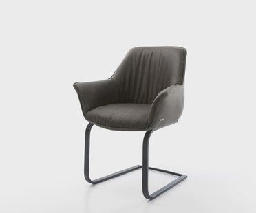 DELIFE Sledemodel Keila-Flex met armleuning microvelours antraciet vintage sledemodel vlak zwart