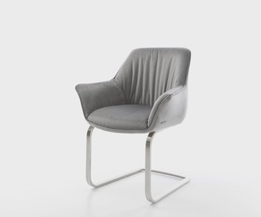 DELIFE Sledemodel Keila-Flex met armleuning fluweel grijs sledemodel vlak roestvrij staal