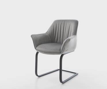 DELIFE Sledemodel Keila-Flex met armleuning fluweel grijs sledemodel vlak zwart