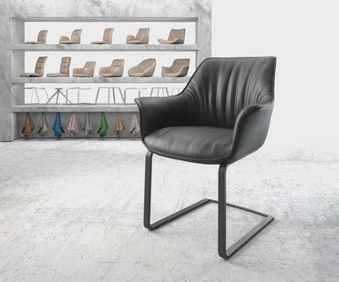 DELIFE Sledemodel Keila-Flex met armleuning echt leer zwart sledemodel vlak zwart