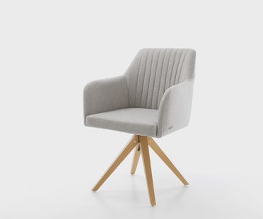 DELIFE Eetkamerstoel Greg-Flex stripes lichtgrijs houten frame hoekig natuur