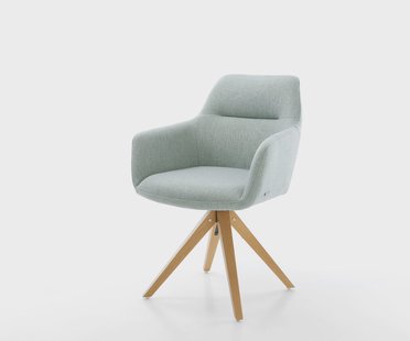 DELIFE Eetkamerstoel Pejo-Flex stripes mint houten frame hoekig natuur