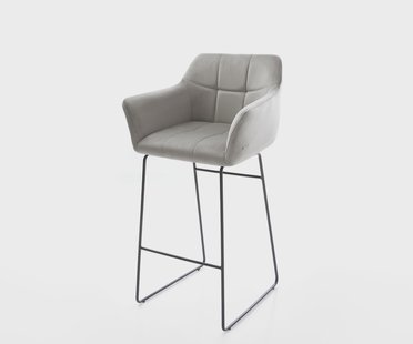 DELIFE Barstoel Yulo-Flex fluweel grijs slipframe metaal