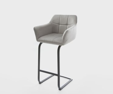 DELIFE Barstoel Yulo-Flex fluweel grijs sledestoel vlak metaal