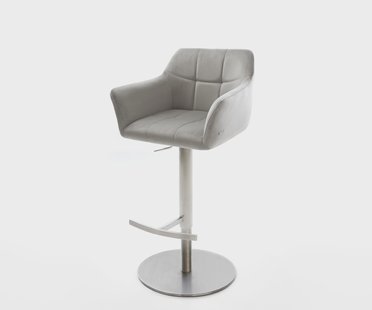 DELIFE Barstoel Yulo-Flex fluweel grijs draaivoet hoogte verstelbaar roestvrij staal