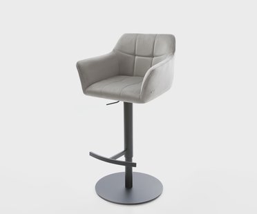 DELIFE Barstoel Yulo-Flex fluweel grijs draaivoet hoogte verstelbaar metaal