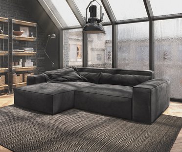 DELIFE Hoekbank Sirpio XL 270x170 cm microvezel zwart recamiere variabele