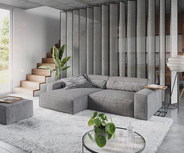 DELIFE Hoekbank Sirpio XL 270x170 cm microvezel taupe recamiere variabele met kruk