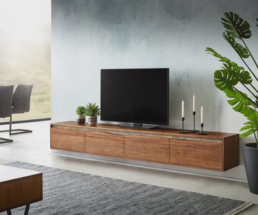 DELIFE Tv-meubel Stonegrace 220 cm acacia bruin boomkant 4 deuren zwevend