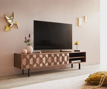 DELIFE Tv-meubel Fevo 160 cm acacia bruin 2 deuren L-poot
