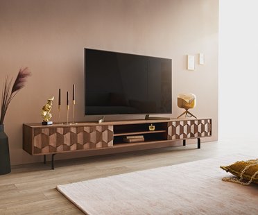 DELIFE Tv-meubel Fevo 240 cm acacia bruin 4 deuren L-poot