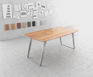 DELIFE Eettafel Edge Boot 180x90 acacia natuur edelstaal schuin Zwitserse rand