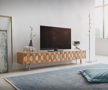 DELIFE Tv-meubel Fevo 200 cm acacia natuur 4 deuren L-poot