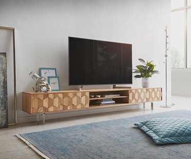 DELIFE Tv-meubel Fevo 240 cm acacia natuur 4 deuren L-poot