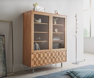 DELIFE Vitrinekast Fevo 115x150 cm acacia natuur L-poot