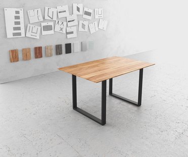 DELIFE Eettafel Edge 140x90 acacia natuur skidframe zwart Zwitserse rand