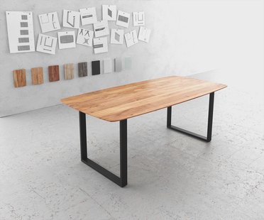 DELIFE Eettafel Edge Boot 200x100 acacia natuur skidframe zwart Zwitserse rand