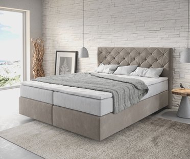 DELIFE Boxspringbed Dream-Great 160x200 cm Microvezel Beige met TFK Matras en Visco Topper