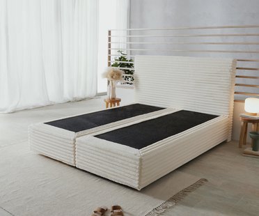 DELIFE Boxspringframe Dream-Well pluche koord beige 160x200 cm