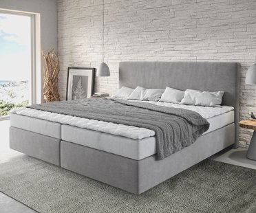 DELIFE Boxspringbed Dream-Well Microvezel Grijs 200x200 cm met Bonell-matras en PU-topper