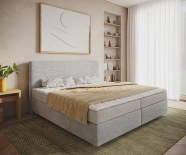 DELIFE Boxspringbed Dream-Koord zilver 200x200 cm Bonell matras PU topper