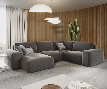 DELIFE Woonlandschap Lanzo 300x210 cm microvezel khakibruin met variabele recamière