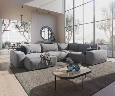 DELIFE Woonkamerlandschap Lanzo XL microvezel grijs 360x260 cm variabele fauteuil