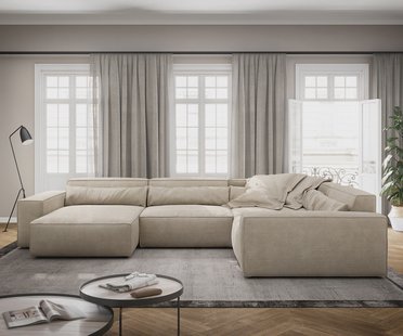 DELIFE Woonkamer landschap Sirpio XL 360x260 cm Snoer beige recamiere variabel