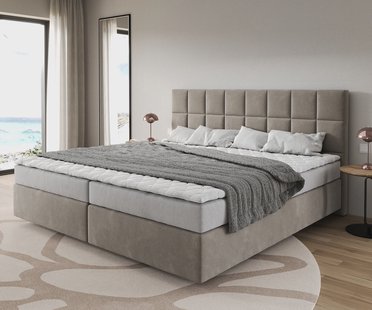 DELIFE Boxspringbed Dream-Fijn microvezel beige 200x200 cm Bonell matras PU topper