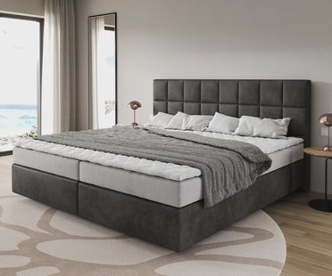 DELIFE Boxspringbed Dream-Fine microvezel antraciet vintage 200x200 cm Bonell matras PU topper