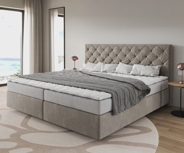 DELIFE Boxspringbed Dream-Groot microvezel beige 200x200 cm Bonell matras PU topper