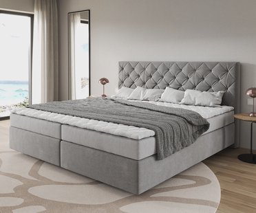 DELIFE Boxspringbed Dream-Great microvezel grijs 200x200 cm Bonell matras PU topper