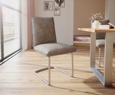 DELIFE Sledemodel Lelio-Flex microvelours taupe vintage sledemodel rond roestvrij staal pocketveer kern