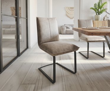 DELIFE Sledemodel Lelio-Flex microvelours taupe vintage sledemodel vlak zwart pocketveer kern