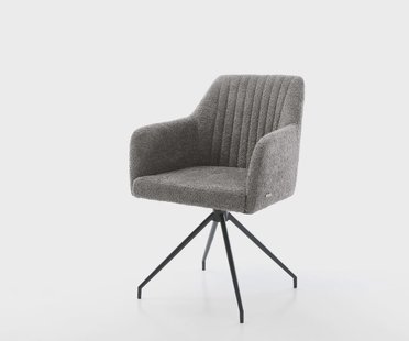 DELIFE Eetkamerstoel Greg-Flex bouclé grijs kruisframe conisch zwart