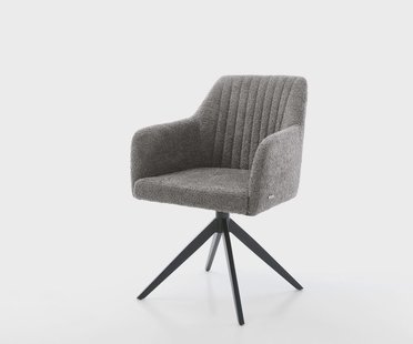 DELIFE Eetkamerstoel Greg-Flex bouclé grijs kruisframe breed zwart