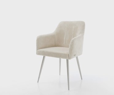 DELIFE Eetkamerstoel Greg-Flex koord beige 4-poot conisch roestvrij staal pocketveer kern