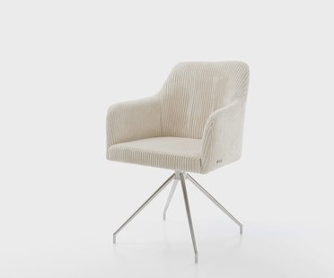 DELIFE Eetkamerstoel Greg-Flex koord beige kruisframe conisch roestvrij staal pocketveer kern