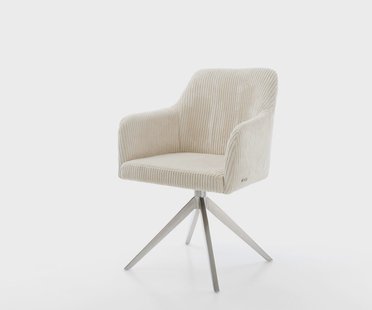 DELIFE Eetkamerstoel Greg-Flex koord beige kruisframe breed roestvrij staal pocketveer kern