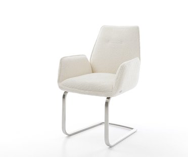 DELIFE Sledemodel Zoa-Flex bouclé wit sledemodel vlak roestvrij staal pocketveer kern