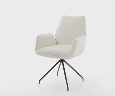 DELIFE Eetkamerstoel Zoa-Flex bouclé wit kruisframe conisch zwart pocketveer kern