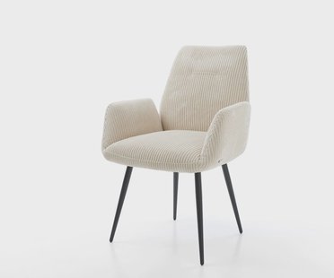 DELIFE Eetkamerstoel Zoa-Flex koord beige 4-poot conisch zwart pocketveer kern