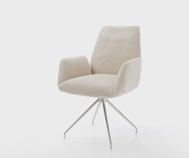 DELIFE Eetkamerstoel Zoa-Flex koord beige kruisframe conisch roestvrij staal pocketveer kern