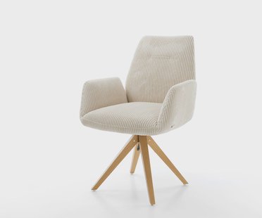 DELIFE Eetkamerstoel Zoa-Flex koord beige houten frame hoekig natuur pocketveer kern